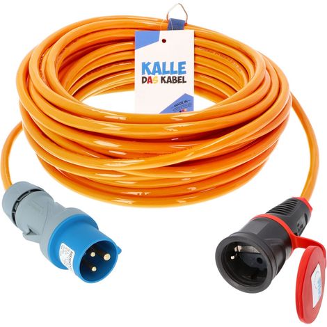 Kalle Adapterkabel CEE 230V 16A 2,5mm² auf Schuko Extreme Signal Orange IP44 5 Meter