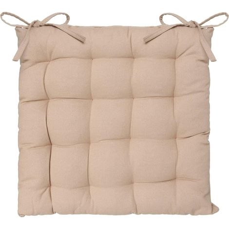 Assise de chaise matelassée coton 38 x 38 cm taupe (1/2)