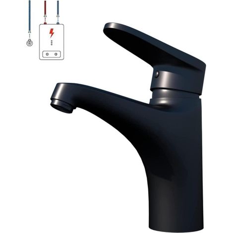 Niederdruck Armatur Bad Schwarz Einhebelmischer mit Wassersparfunktion & Wasserfall-Effekt (1/5)