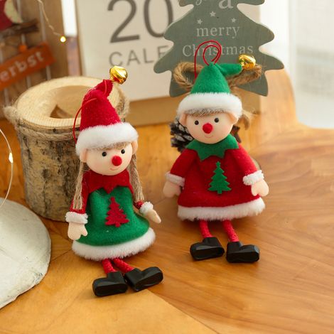 2 Poupées Elfes de Noël en Peluche Longues Pattes - Décoration d'Arbre de Noël Douce et Amusante (1/5)