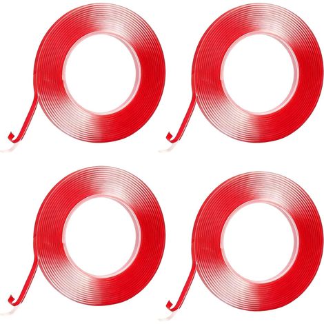 Lot de 4 rouleaux de ruban d'étanchéité en silicone - 20 m - 6 mm x 2 mm - Transparent - Autocollant - Non marquant - Pour plaque en verre, plaque ignifuge, poêle à cheminée, vitre de cheminée (1/5)
