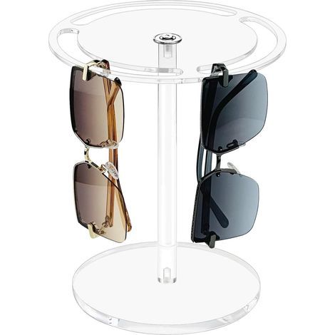 Expositor de gafas de sol de acrílico, giratorio 360 grados, de vidrio transparente, organizador de mesa (1/5)