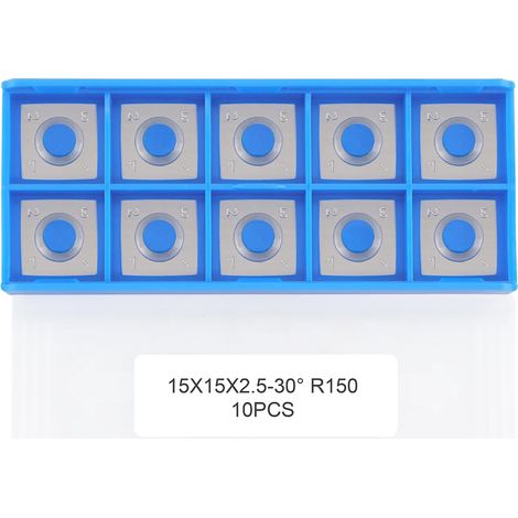 Carbide Square Inserts 15 x 15 x 2.5 mm - 150 mm Edge Radius Suitable for Helical Planer Head Woodworking or Wood Turning Tools, 10 Pieces (1/5)