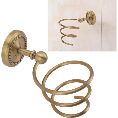 Étagère de salle de bain en cuivre avec support pour sèche-cheveux, étagère murale, accessoires de rangement pour baignoire, support pour sèche-cheveux (1/5)