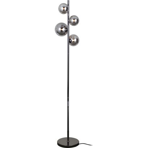 Lampadaire glamour noir perlé boules fumées 4xG9 (1/3)