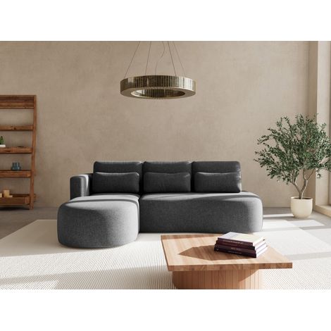 Mahina - canapé d'angle gauche 4 places convertible avec coffre en tissu texturé (1/5)