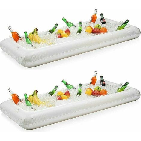 Green Mobility-Inflatable Serving Bar Salad Buffet Ice Tray Food Drink Cooler for Picnic Luau Pool Party with Drain Plug, 2 Pack (1/5)