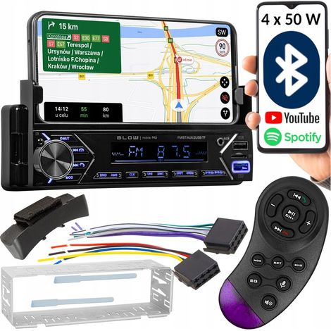 Autoradio Bluetooth 1-DIN RDS USB AUX SD avec support pour téléphone et télécommande (1/5)