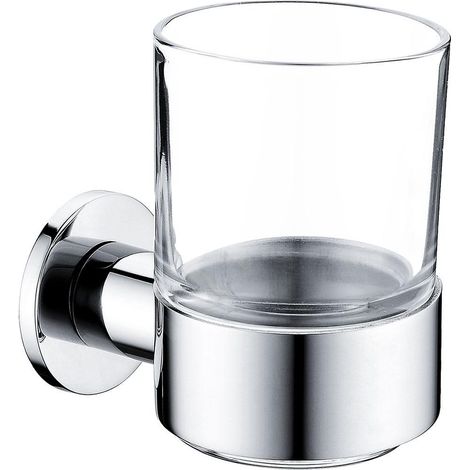 Novaservis Ferro Smile - Pot à brosse à dents et à dentifrice avec support, verre/acier inoxydable poli ASM03 (1/2)
