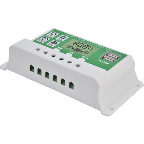 Régulateur de charge solaire PWM double USB 12/24V GLL121030A pour panneau photovoltaïque (1/5)