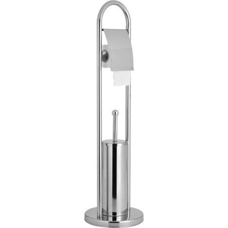 Aqualine Samba - Portarotolo a terra con scopino WC, cromo SB131