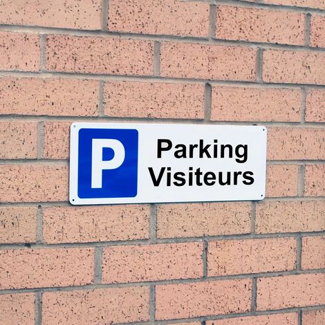 Large panneau extérieur 'Parking Visiteurs' - PVC résistant (42 x 14 cm) (1/2)