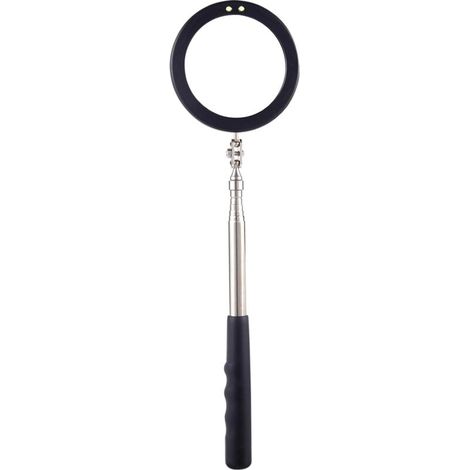 Ce miroir d'inspection télescopique est doté d'une lumière LED, d'un grand miroir circulaire de 3,75 pouces, d'une longueur télescopique de 39,4 pouces et d'une rotation à 360° pour l'inspection, (1/5)