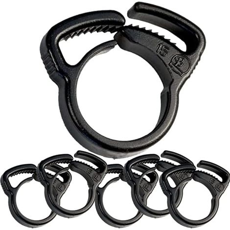 CCYKXAA Lot de 25 Colliers d'Irrigation Goutte à Goutte 16 mm Noir – Fixation Tuyau pour Système Irrigation Goutte à Goutte, Accessoires Irrigation, Collier Tuyau 16mm, Système Irrigation Jardin