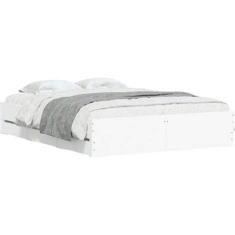 vidaXL Cadre de lit avec tiroirs sans matelas blanc 150x200 cm