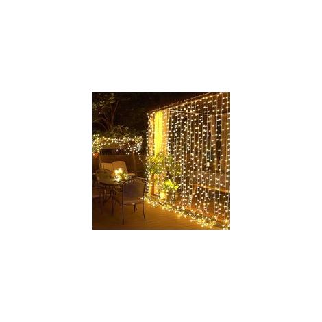 300 Luci natalizie a LED con telecomando, luci a tenda con spina, per uso esterno, finestra, parete, decorazione camera da letto, matrimonio, patio, interno, Natale, bianco caldo - Crezuo