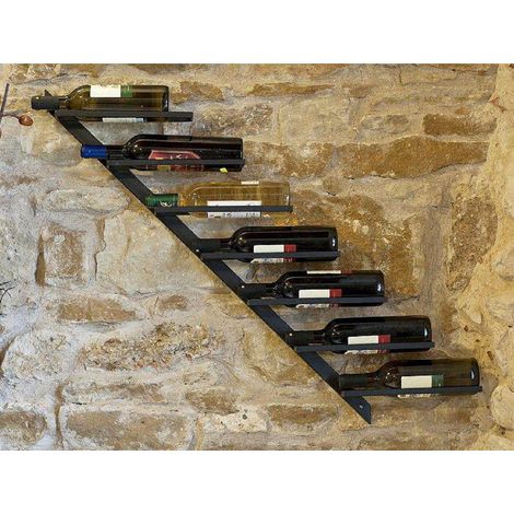 Dandibo – Casier à vin mural Diagon 100 cm – Métal noir – Accueille 7 bouteilles – Fixation murale incluse (1/5)