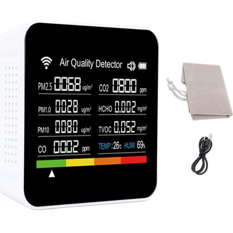 Détecteur de qualité de l'air pour Tuya 14 en 1, compteur d'intérieur professionnel, capteur précis, affichage PM2,5, testeur de température et d'humidité portable intelligent (1/5)