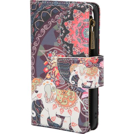 Étui de protection pour téléphone portable, pochette zippée peinte avec dragonne pour IPHONE 12 PROElephant (1/5)