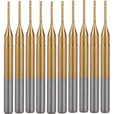 Jeu de 10 fraises et outils de tournage CNC, 0,8 mm, revêtement titane (1/4)