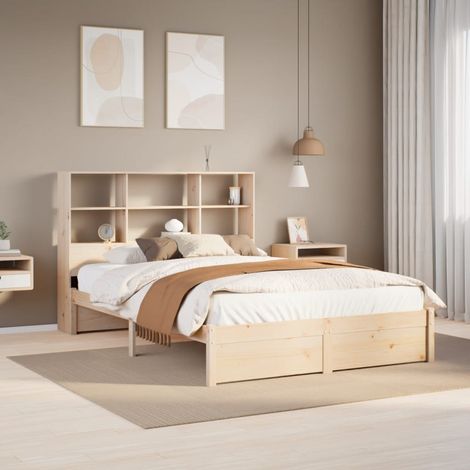 vidaXL Bookcase Bed without Mattress 150x200cm King Size Solid Wood Pine (1/5)