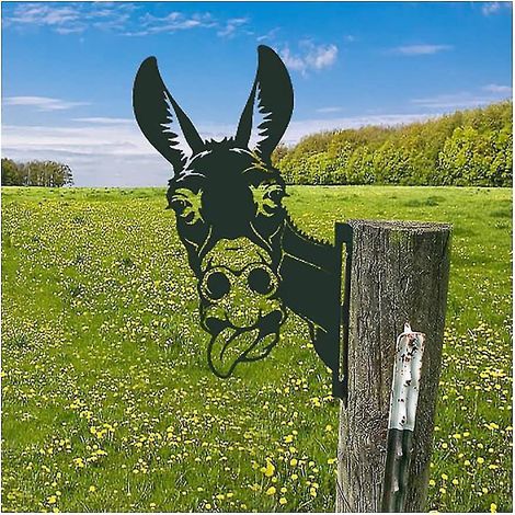 Metallene Gartenornamente in Form von Eseln, für Zäune und Außendekorationen: Tierskulpturen, rostige Gusseisensilhouetten, für Bäume, Gärten und Mauern.