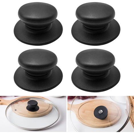 Lot de 4 boutons de rechange pour couvercle de casserole, universel amovible pour poignées de couvercle avec vis de fixation incluses – Convient pour casseroles, casseroles, bouilloires (1/5)