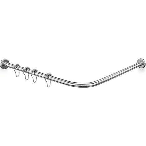 Tringle de Rideau de Douche L Sans Perage 70-100 x 110-170cm Barre De Douche Angle Tringle Rideau Douche Extensible Acier Inoxydable Avec 18 Anneaux de Rideaux,pour Salle de Bain
