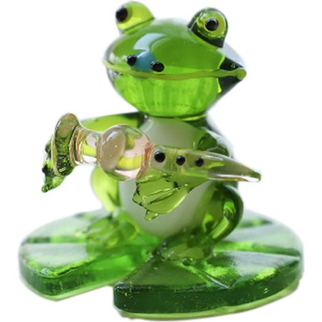 Figurines de grenouilles en verre soufflé à la main, sculptures miniatures d'animaux, cadeaux et décorations pour la maison ou le bureau. (1/5)