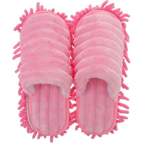 1 Pair Unisex Floor Cleaning Dusting Slippers - Size M 38-41 (Pink) (1/5)