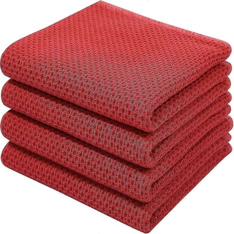 Lot de 6 torchons de cuisine 100% coton éponge, chiffons ultra absorbants avec boucle de suspension pour vaisselle (1/5)