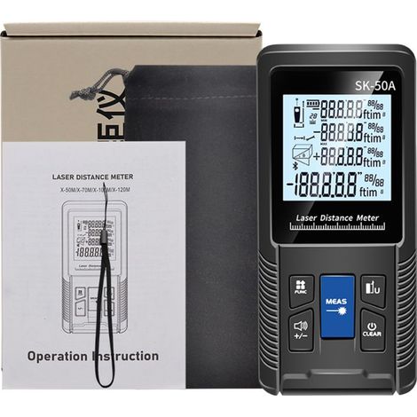 Intelligenter digitaler Entfernungsmesser mit kontinuierlicher Volumendistanzmessung, Flächenberechnung und Anwendung des Satzes des Pythagoras, einstellbaren Funktionen, wasserdicht nach IP54 (1/5)