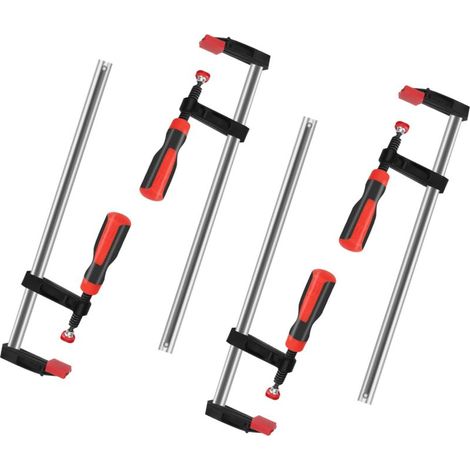 4pcs serre joint de barre de menuiserie 50 300mm, pinces robustes en F, serre-joints d'établi de barre à dégagement rapide, woodworking clamp pour rail de guidage avec filetage profond Vis (1/5)