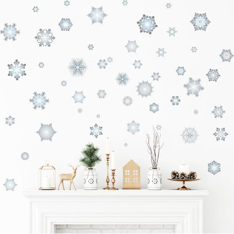 Sticker Noël flocons de neige - Autocollants stickers adhésifs noël - décoration fêtes - 30x40cm (1/5)