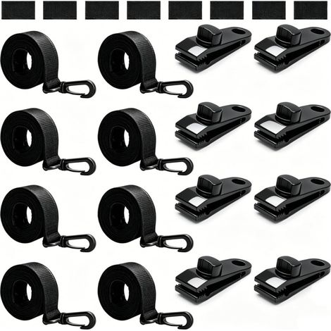 Lot de 8 enrouleurs de piscine - Sangles de fixation et pinces - Accessoires de fixation - Bandes de fixation pour système d'enroulement portable - Bâche de piscine (1/5)