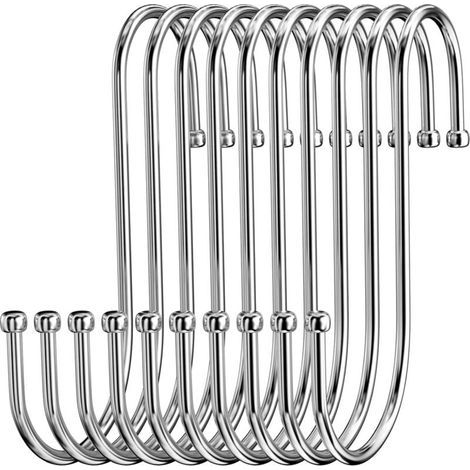 Edelstahl-S-Haken, robuster Metall-S-Haken, Doppelhaken zum Aufhängen von Tassen, Kleidung, Töpfen und Schüsseln (20 Stück) (1/4)