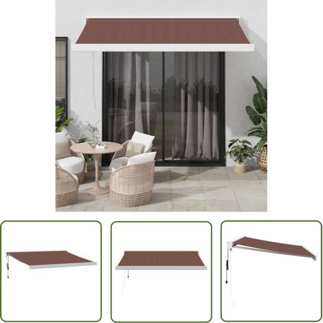 Store automatique - vidaXL Auvent rétractable automatique marron 350x250 cm - Terrasse (1/5)