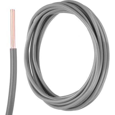 10 Pieds Fil Electrique Isolé Cuivre Solide 10 AWG Fil de Connexion Câble THHN Fil Résidentiel, Industriel, Mise à la Terre, Évaluation Electrique pour 600 Volts, Gris (1/5)