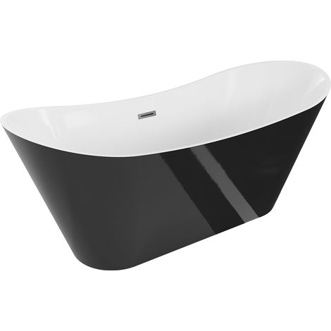 Mexen Celia vasca da bagno freestanding 170 x 75 cm, bianco/nero, troppo pieno gun metal - 52331707575-95 (1/5)