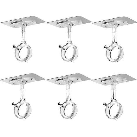 Lot de 6 supports de fixation pour tringle à rideaux sans perçage, fixations auto-adhésives robustes, crochets réglables, édition transparente 0228 (1/5)