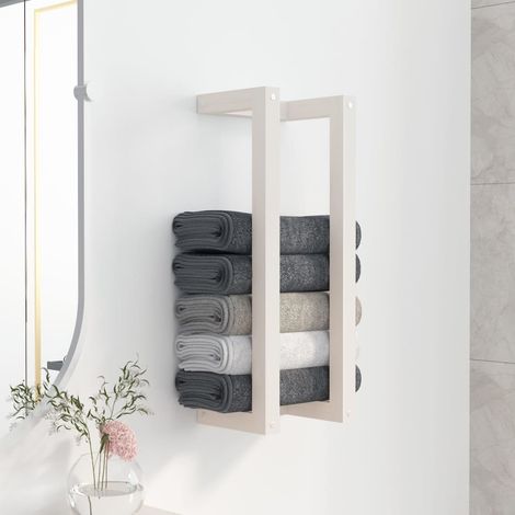 Porte-serviette Moderne - Porte-serviettes de salle de bain Blanc 23x18x60 cm Bois de pin massif BV536196 - BonneVie (1/5)