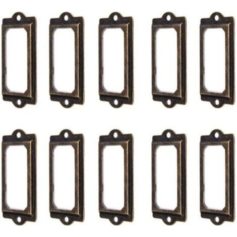 Lot de 50 porte-étiquettes en métal bronze vintage 60 x 17 mm – Fer robuste pour tiroirs, bibliothèques, armoires – Installation facile - 50Pcs (1/4)
