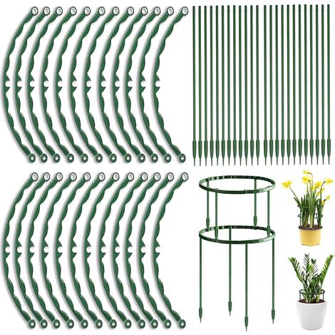 Lot de 48 Anneaux de Support Ronds en Plastique pour Plantes 25 x 14 cm pour Le Jardin pour Plantes, Fleurs, légumes (1/5)