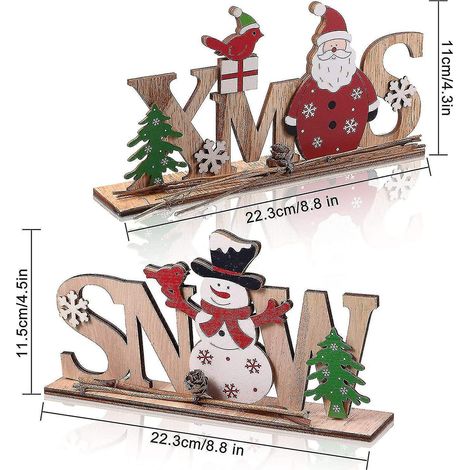 Décoration de Noël, panneau de table en bois, Père Noël, bonhomme de neige, centre de table de Noël (1/5)