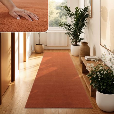 Paco Home Tapis Moderne Salon À Poils Courts Lavable Doux Uni Effet Fourrure Antidérapant 60x100 cm, Cuivre