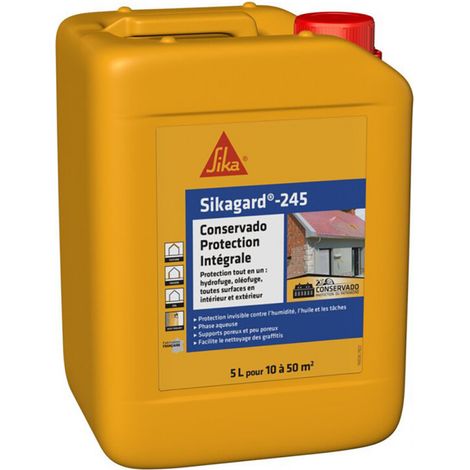 Protection hydrofuge incolore SIKA Sikagard-245 – Prévention taches et encrassement – Application intérieure/extérieur – 5L (1/5)