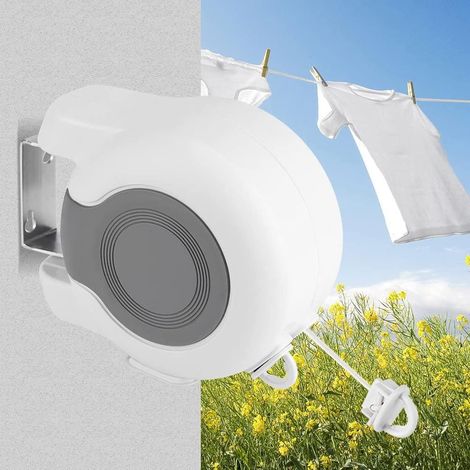 Double Retractable Clothes Line 13m Outdoor Wall Rope Clothes Airer Indoor Outdoor Retractable Clothes Airer for Balcony and Laundry Room (1/5)