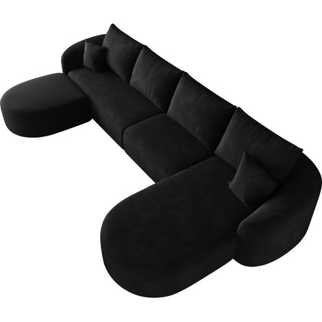 Sofá rinconero en U 336 cm de tejido negro, sin montaje, MODENUIT (1/5)
