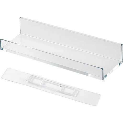 Étagère de salle de bain (1 pièce transparente) - Fixation murale sans perçage - Porte-flacon de shampoing - Étagère d'angle pour douche - Rangement pour maquillage - Accessoire de cuisine (1/5)