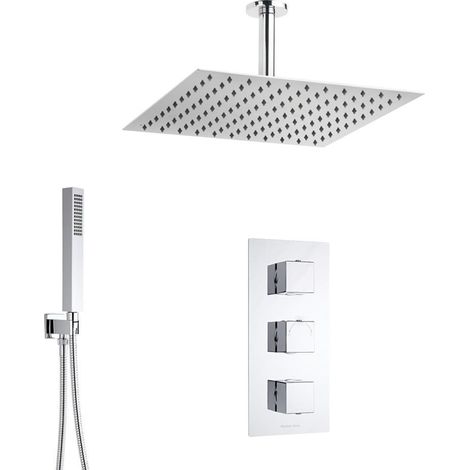 Hudson Reed - Ensemble de Douche Thermostatique à Encastrer - Design Cubique